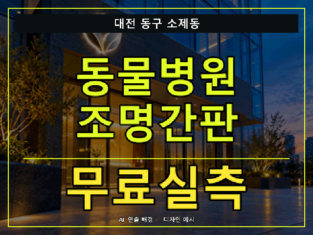 대전 동구 소제동 동물병원 조명간판 무료실측 안내 썸네일 · AI 연출 배경