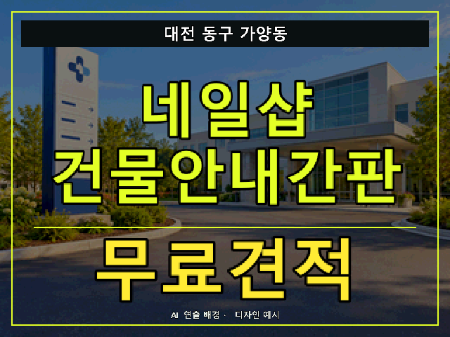 대전 동구 가양동 네일샵 건물안내간판 무료견적 안내 썸네일 · AI 연출 배경