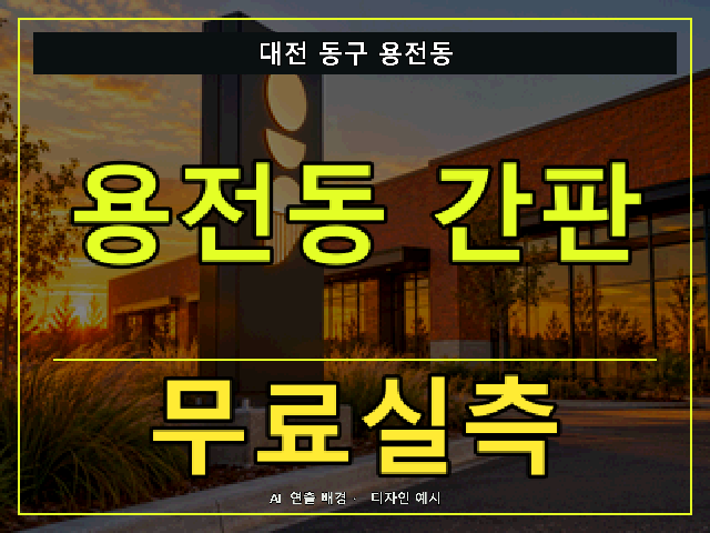 대전 동구 용전동 간판 제작 무료실측 안내 썸네일 · AI 연출 배경