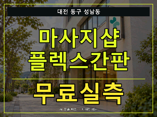 대전 동구 성남동 마사지샵 플렉스간판 무료실측 안내 썸네일 · AI 연출 배경
