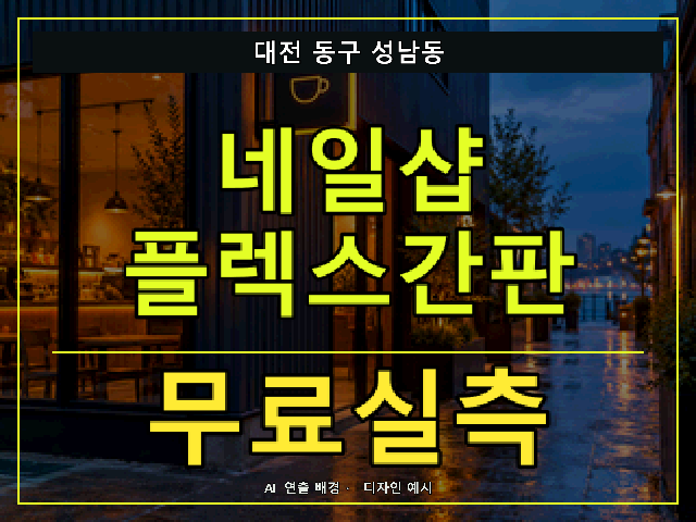 대전 동구 성남동 네일샵 플렉스간판 무료실측 안내 썸네일 · AI 연출 배경