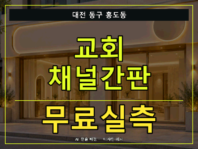 대전 동구 홍도동 교회 채널간판 무료실측 안내 썸네일 · AI 연출 배경