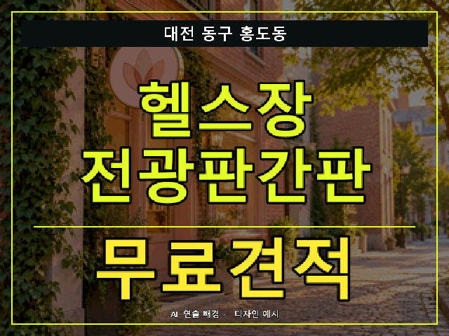 대전 동구 홍도동 헬스장 전광판간판 무료견적 안내 썸네일 · AI 연출 배경