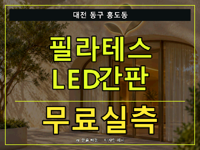 대전 동구 홍도동 필라테스 LED간판 무료실측 안내 썸네일 · AI 연출 배경
