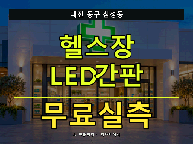 대전 동구 삼성동 헬스장 LED간판 무료실측 안내 썸네일 · AI 연출 배경