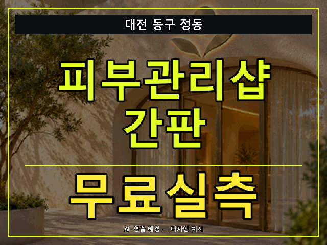 대전 동구 정동 피부관리샵 간판 무료실측 안내 썸네일 · AI 연출 배경
