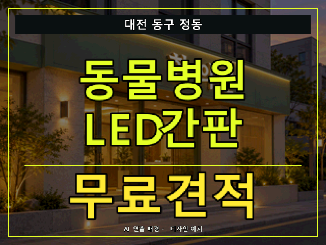 대전 동구 정동 동물병원 LED간판 무료견적 안내 썸네일 · AI 연출 배경