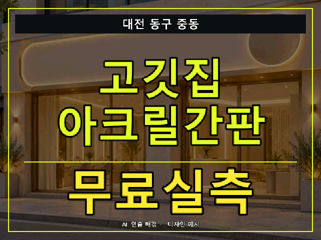 대전 동구 중동 고깃집 아크릴간판 무료실측 안내 썸네일 · AI 연출 배경
