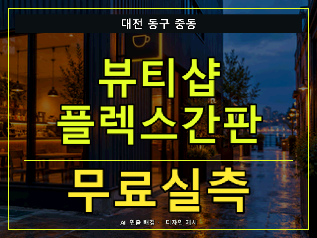대전 동구 중동 뷰티샵 플렉스간판 무료실측 안내 썸네일 · AI 연출 배경