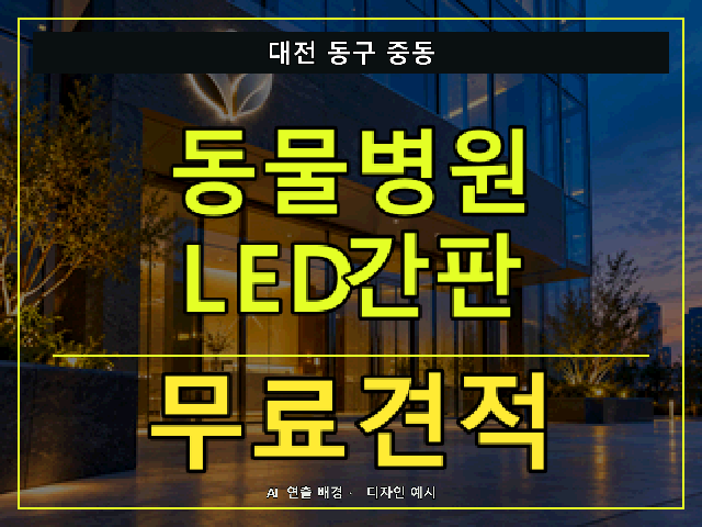 대전 동구 중동 동물병원 LED간판 무료견적 안내 썸네일 · AI 연출 배경