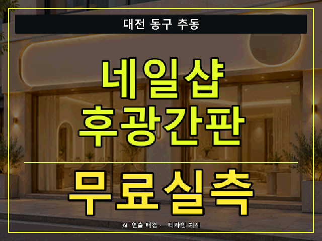 대전 동구 추동 네일샵 후광간판 무료실측 안내 썸네일 · AI 연출 배경