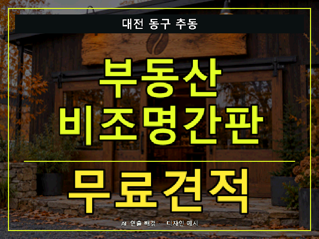대전 동구 추동 부동산 비조명간판 무료견적 안내 썸네일 · AI 연출 배경