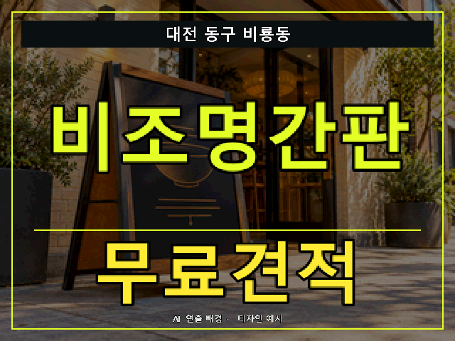 대전 동구 비룡동 비조명간판 무료견적 안내 썸네일 · AI 연출 배경