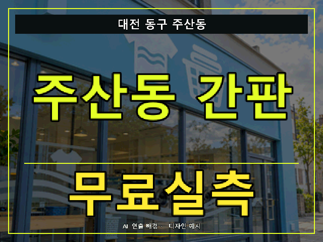 대전 동구 주산동 간판 제작 무료실측 안내 썸네일 · AI 연출 배경