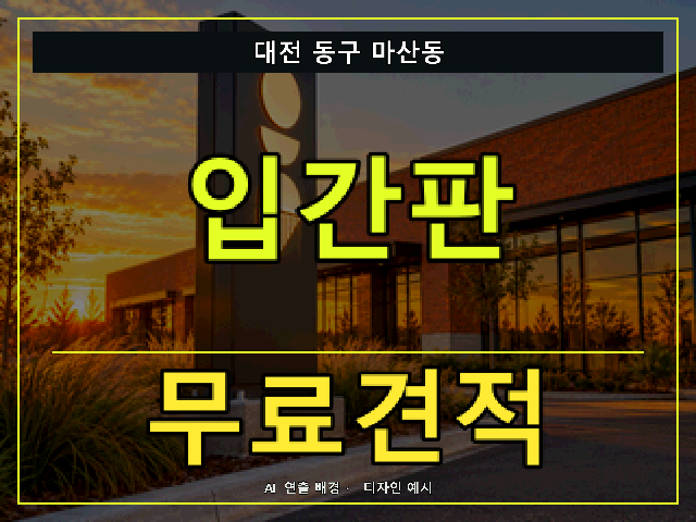 대전 동구 마산동 입간판 무료견적 안내 썸네일 · AI 연출 배경