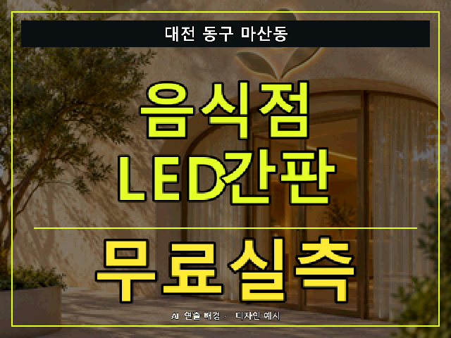 대전 동구 마산동 음식점 LED간판 무료실측 안내 썸네일 · AI 연출 배경