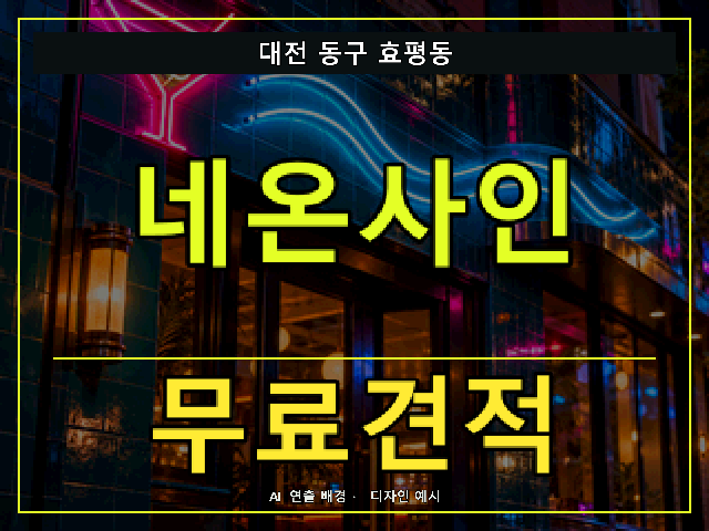 대전 동구 효평동 네온사인 무료견적 안내 썸네일 · AI 연출 배경
