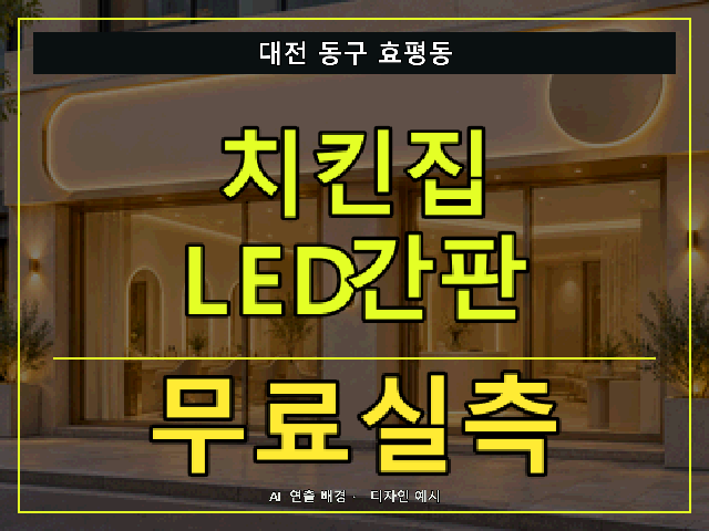 대전 동구 효평동 치킨집 LED간판 무료실측 안내 썸네일 · AI 연출 배경