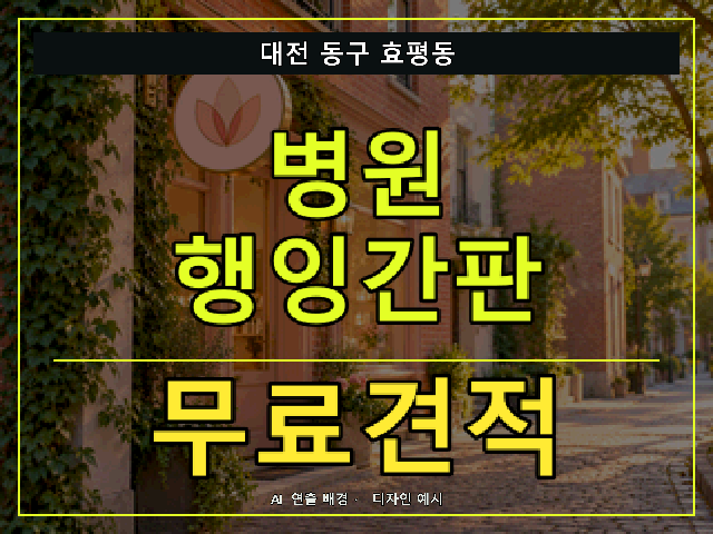 대전 동구 효평동 병원 행잉간판 무료견적 안내 썸네일 · AI 연출 배경