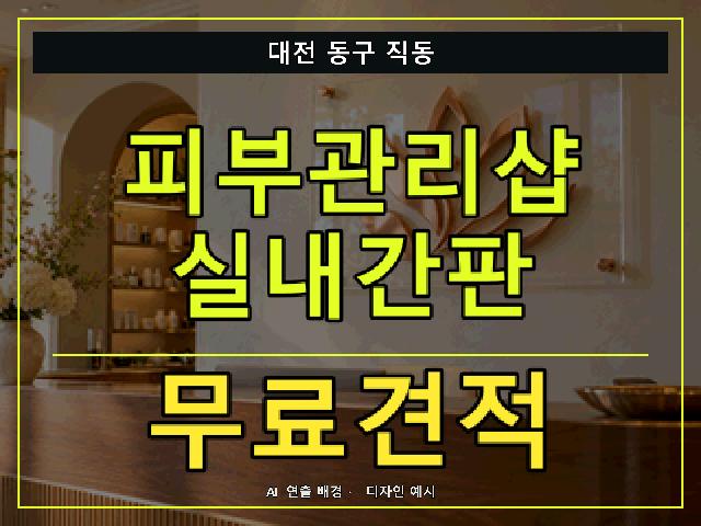대전 동구 직동 피부관리샵 실내간판 무료견적 안내 썸네일 · AI 연출 배경
