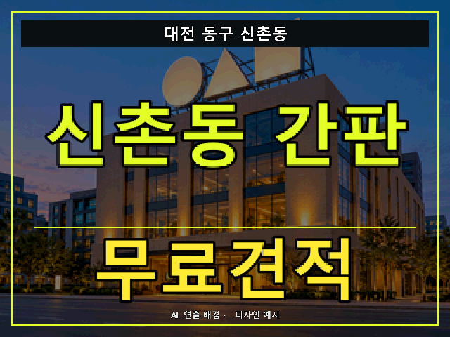 대전 동구 신촌동 간판 제작 무료견적 안내 썸네일 · AI 연출 배경