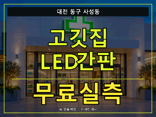 대전 동구 사성동 고깃집 LED간판 무료실측 안내 썸네일 · AI 연출 배경