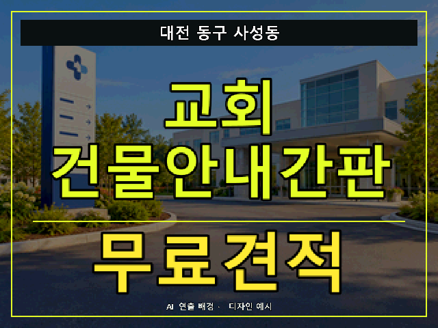 대전 동구 사성동 교회 건물안내간판 무료견적 안내 썸네일 · AI 연출 배경
