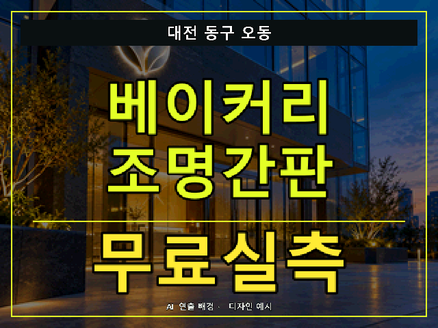 대전 동구 오동 베이커리 조명간판 무료실측 안내 썸네일 · AI 연출 배경
