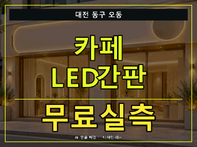 대전 동구 오동 카페 LED간판 무료실측 안내 썸네일 · AI 연출 배경