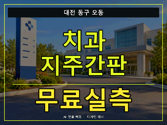 대전 동구 오동 치과 지주간판 무료실측 안내 썸네일 · AI 연출 배경