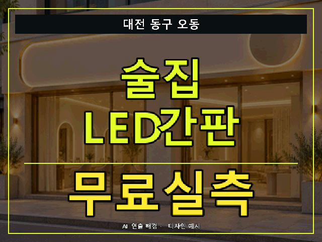 대전 동구 오동 술집 LED간판 무료실측 안내 썸네일 · AI 연출 배경