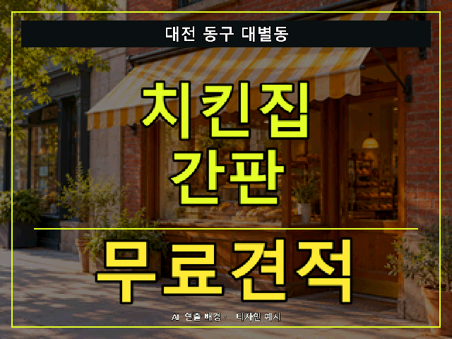 대전 동구 대별동 치킨집 간판 무료견적 안내 썸네일 · AI 연출 배경