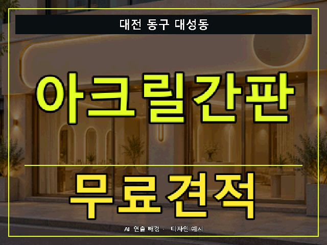 대전 동구 대성동 아크릴간판 무료견적 안내 썸네일 · AI 연출 배경