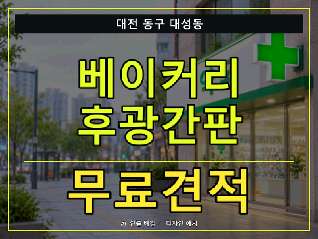 대전 동구 대성동 베이커리 후광간판 무료견적 안내 썸네일 · AI 연출 배경