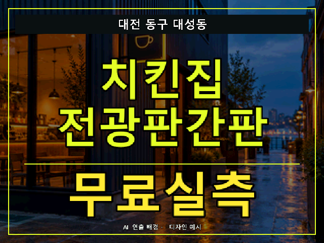 대전 동구 대성동 치킨집 전광판간판 무료실측 안내 썸네일 · AI 연출 배경