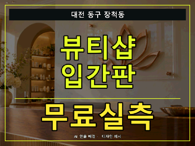 대전 동구 장척동 뷰티샵 입간판 무료실측 안내 썸네일 · AI 연출 배경