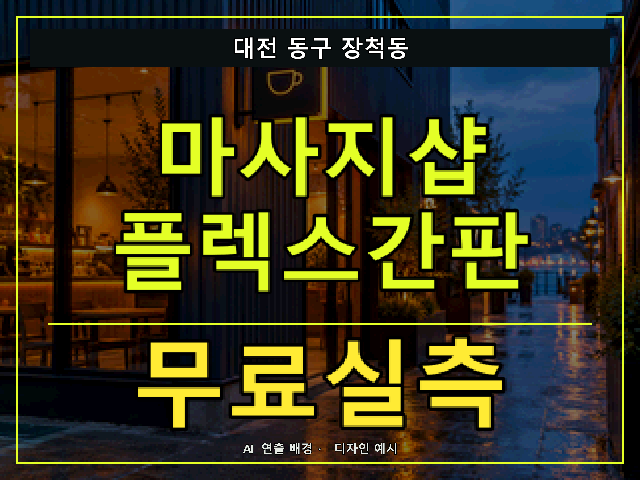 대전 동구 장척동 마사지샵 플렉스간판 무료실측 안내 썸네일 · AI 연출 배경