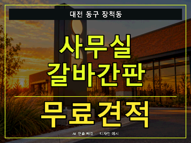 대전 동구 장척동 사무실 갈바간판 무료견적 안내 썸네일 · AI 연출 배경