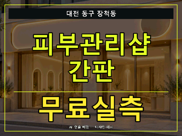 대전 동구 장척동 피부관리샵 간판 무료실측 안내 썸네일 · AI 연출 배경