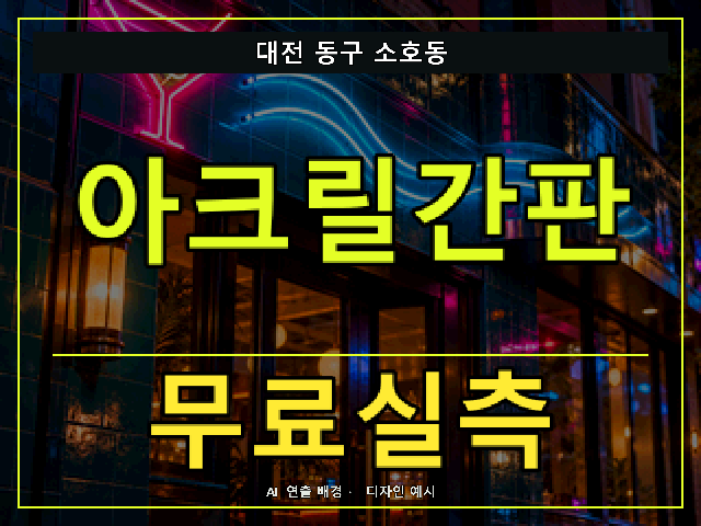 대전 동구 소호동 아크릴간판 무료실측 안내 썸네일 · AI 연출 배경