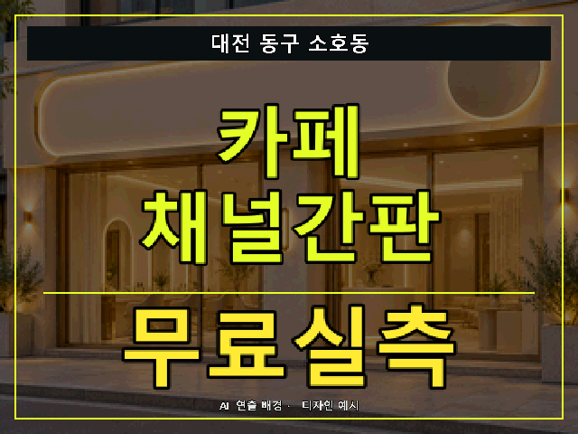 대전 동구 소호동 카페 채널간판 무료실측 안내 썸네일 · AI 연출 배경