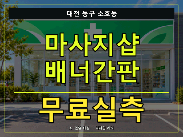 대전 동구 소호동 마사지샵 배너간판 무료실측 안내 썸네일 · AI 연출 배경