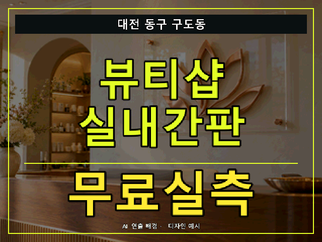 대전 동구 구도동 뷰티샵 실내간판 무료실측 안내 썸네일 · AI 연출 배경