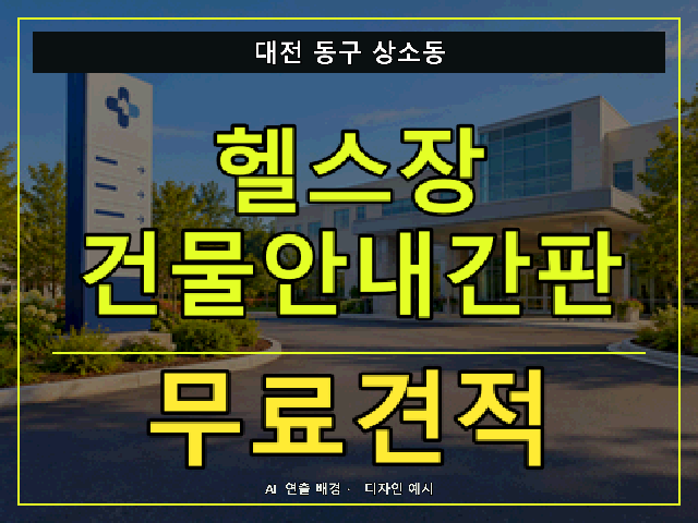 대전 동구 상소동 헬스장 건물안내간판 무료견적 안내 썸네일 · AI 연출 배경
