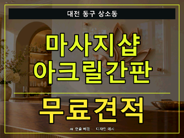 대전 동구 상소동 마사지샵 아크릴간판 무료견적 안내 썸네일 · AI 연출 배경