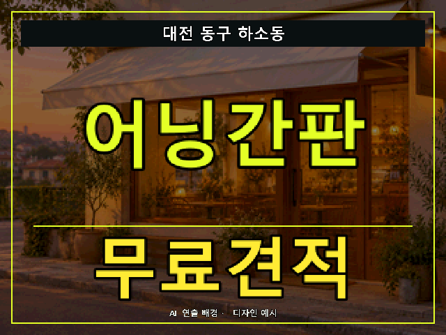 대전 동구 하소동 어닝간판 무료견적 안내 썸네일 · AI 연출 배경