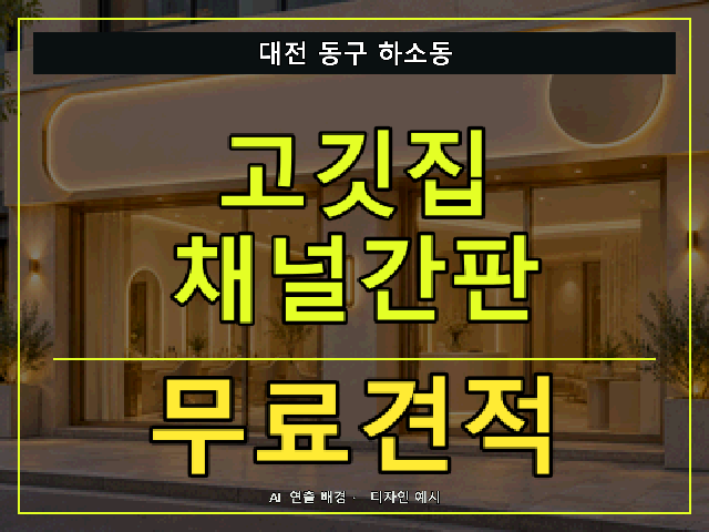 대전 동구 하소동 고깃집 채널간판 무료견적 안내 썸네일 · AI 연출 배경