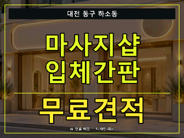 대전 동구 하소동 마사지샵 입체간판 무료견적 안내 썸네일 · AI 연출 배경