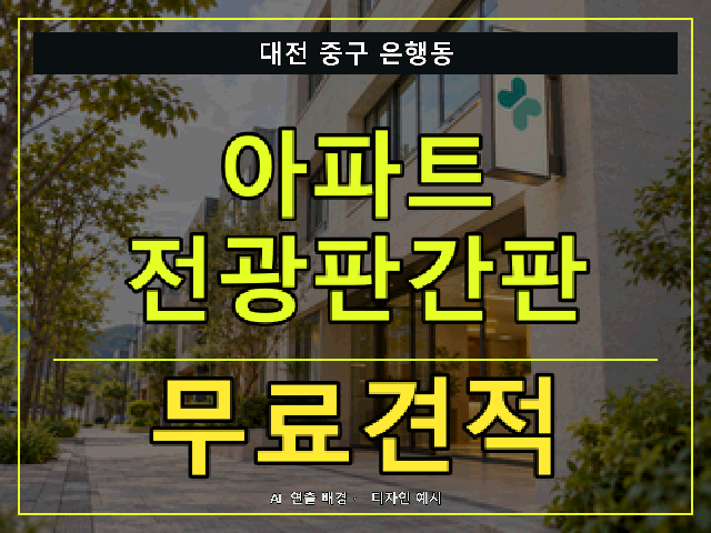 대전 중구 은행동 아파트 전광판간판 무료견적 안내 썸네일 · AI 연출 배경