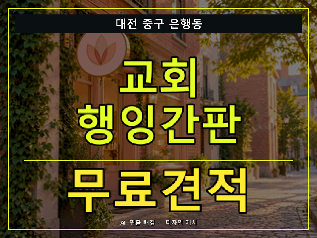 대전 중구 은행동 교회 행잉간판 무료견적 안내 썸네일 · AI 연출 배경